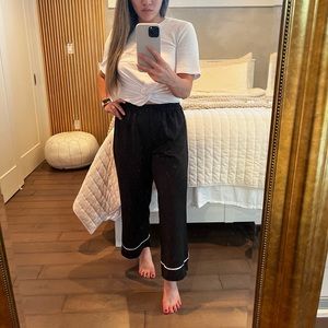 black with white strip pants